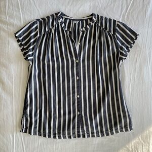 Old Navy Grey and White Striped Button Down Shirt